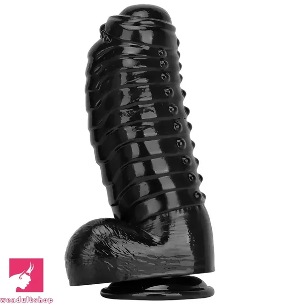 12.2in 13.38in Black PVC Large Thick Giant Caterpillar Clit Dilation Dildo