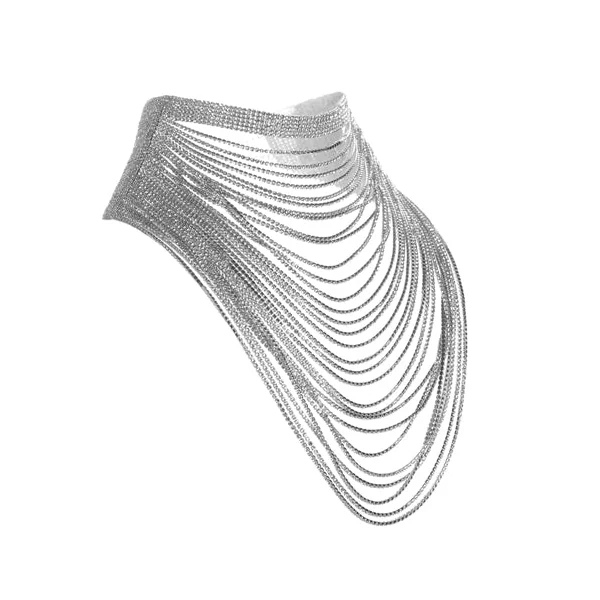 30 ROW RHINESTONE DRAPE CHOKER ROSE GOLD