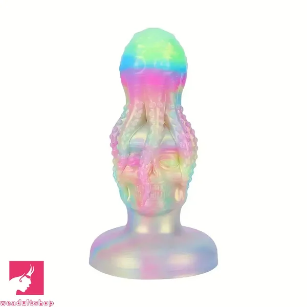 4.8in 5.7in 6.81in 7.87in 8.97in 10.39in Octopus Skull Silicone Luminous Dildo