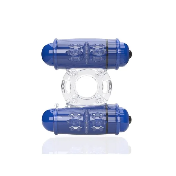 4B Double Wammy Silicone Dual Vibrating Couples Cock Ring – Blueberry