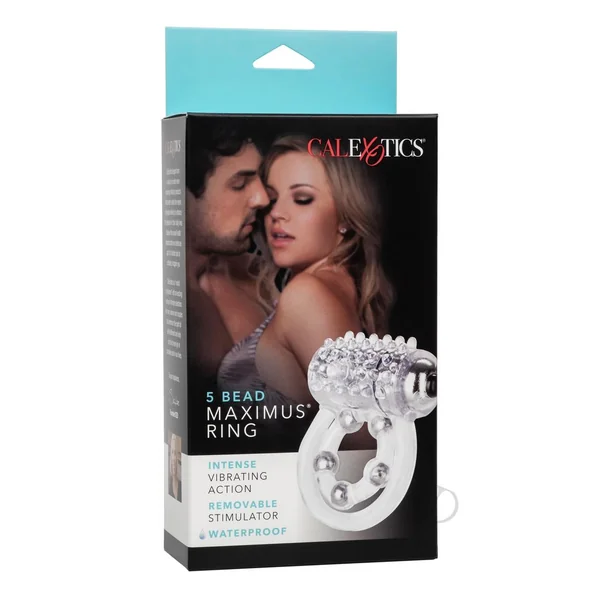 5 Bead Maximus Ring Vibrating Cock Ring - Clear