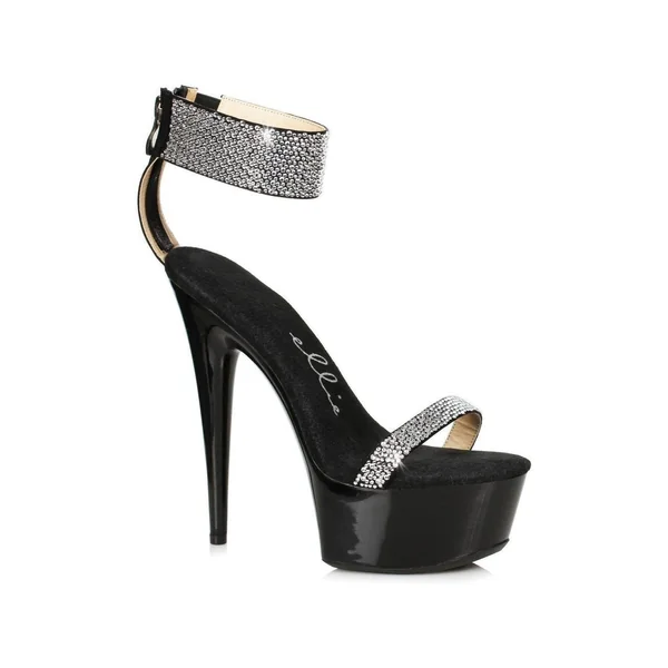 609-ANIKA Stripper Sandal | Black Faux Leather