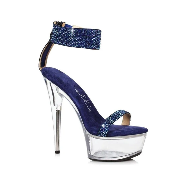 609-ANIKA Stripper Sandal | Blue Faux Leather