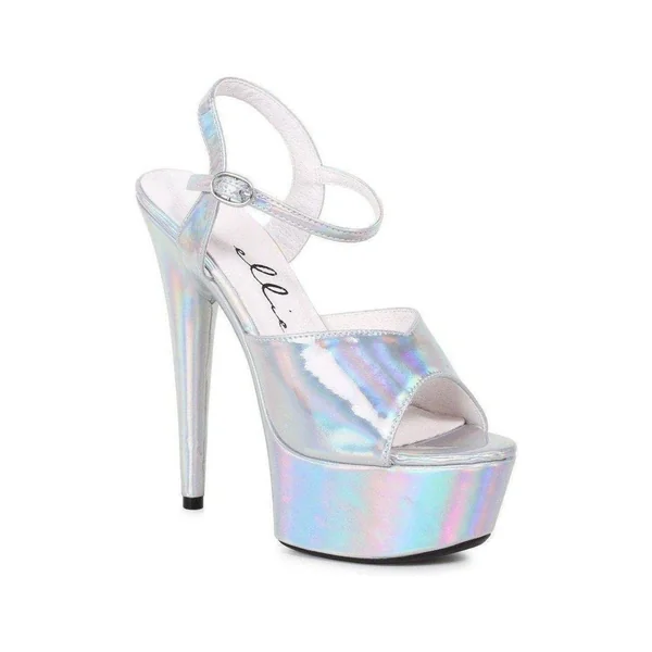 609-LOLA Platform Sandal | Silver Faux Leather