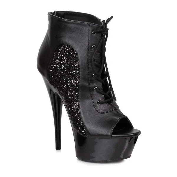 609-NICKY Ankle Boots | Black Glitter