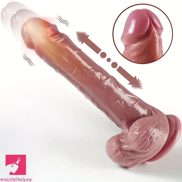 6.15in Silicone Electric Super Telescopic Vibrating Real Touch Flexible Dildo