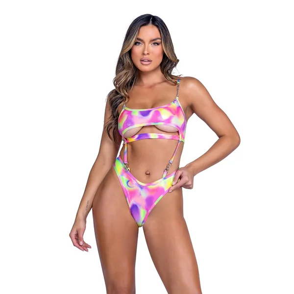 6470 - Shimmer Multi-Colored Underboob Romper
