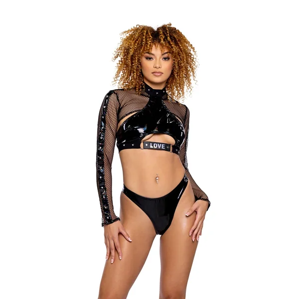 6502 - Pride Cropped Vinyl Halter Neck Top