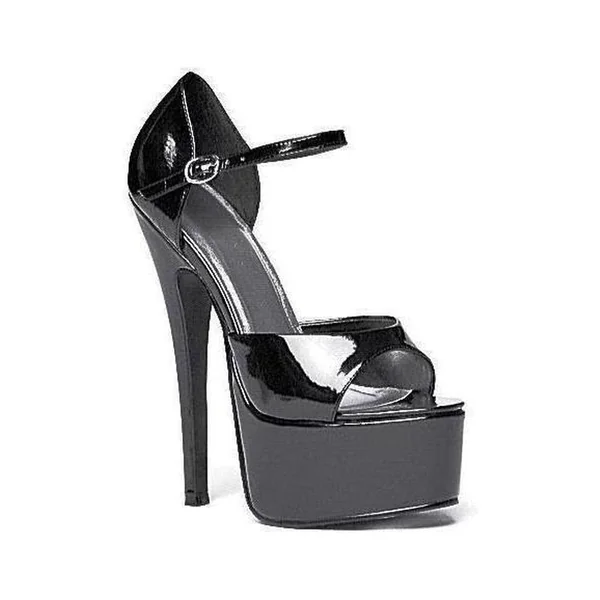 652-BAMBI Platform Sandal | Black Patent