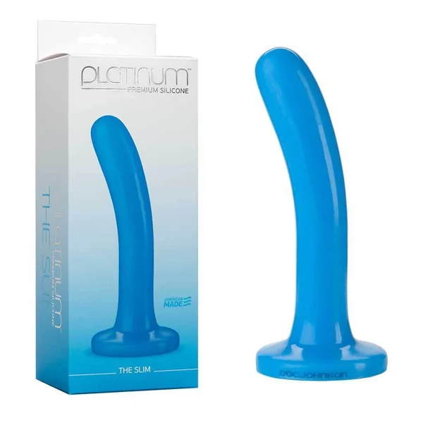 6 Inch Blue Slim Platinum Silicone Anal Dildo by Doc Johnson