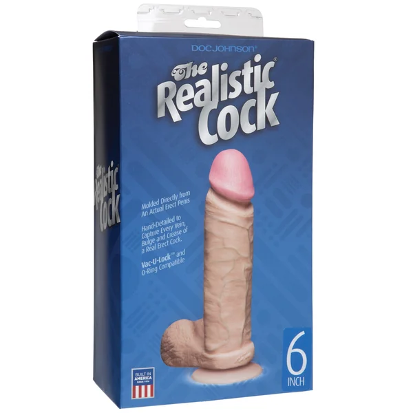 6" Realistic Cock w/Balls - White