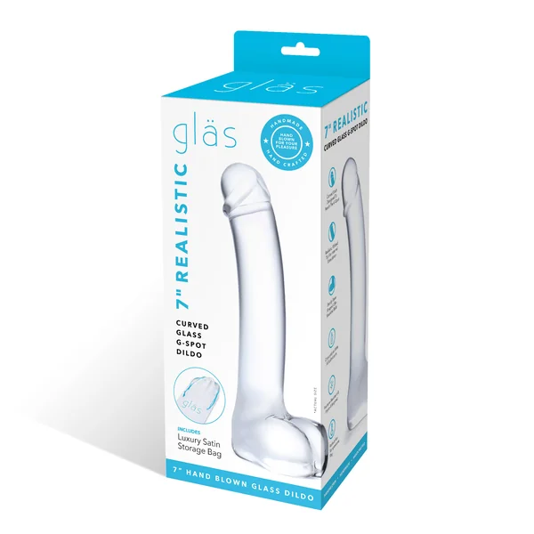 7 Inch Realistic Curved Glass G-Spot Dildo – Clear