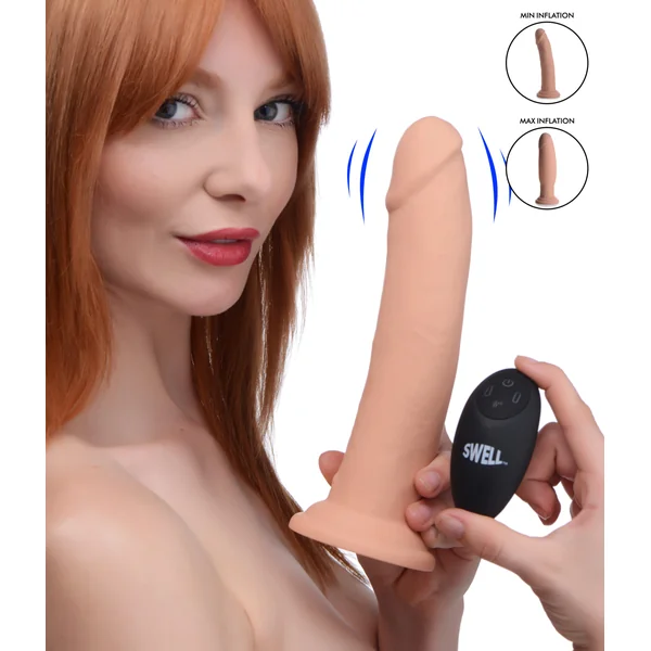 7X Inflatable and Vibrating Remote Control Silicone Dildo – 8.5 Inch