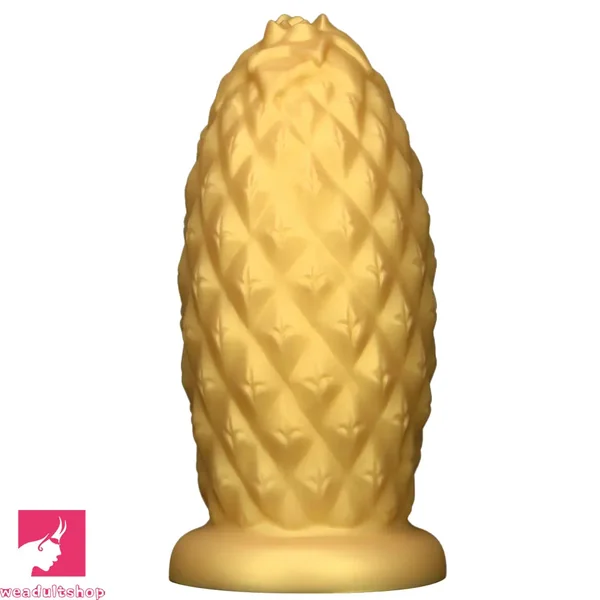 8.26in 10.03in 11.81in Gold Silicone Pineapple Giant Cock Anal Plug Dildo