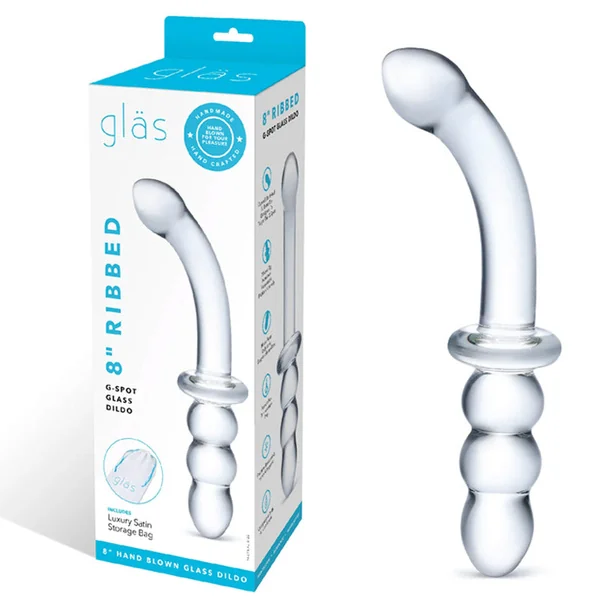 8 Inch Ribbed G-Spot Glass Dildo