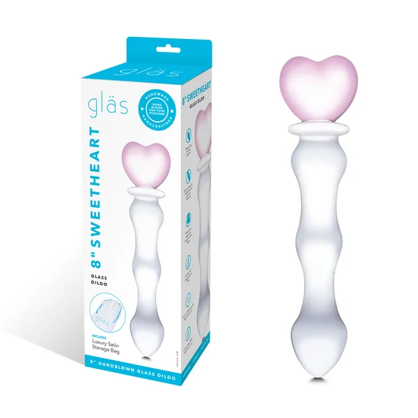8 Inch Sweetheart Glass Dildo – Pink/clear