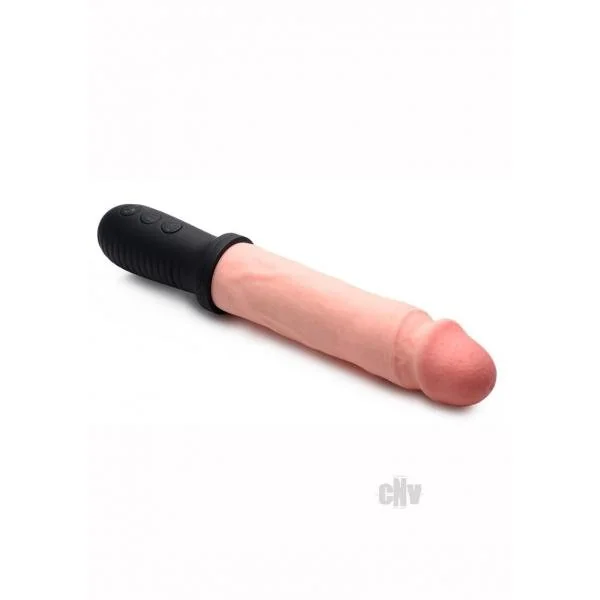8x Auto Pounder Vibrating and Thrusting Dildo With Handle - Flesh