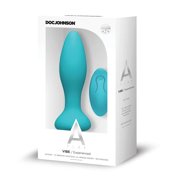 A Play Rechargeable Silicone Experienced Anal Plug w/Remote - Teal