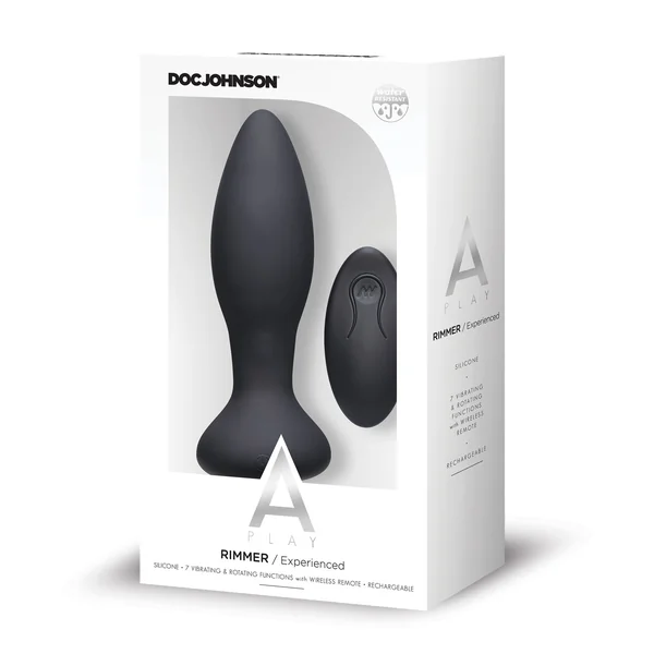 A Play Rimmer Experienced Rechargeable Silicone Anal Plug w/Remote - Black