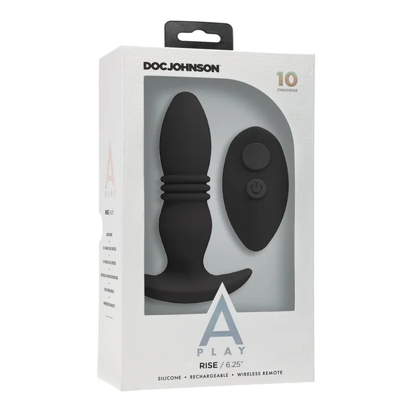 A Play Rise Rechargeable Silicone Anal Plug w/Remote - Black