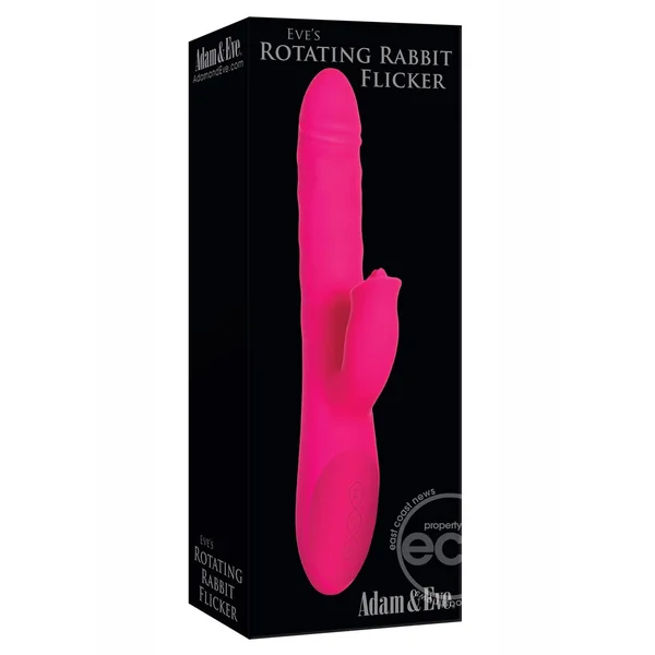 Adam & Eve Eve's Rotating Rabbit Flicker Rechargeable Silicone Dual Stimulating Rabbit Vibrator - Pink
