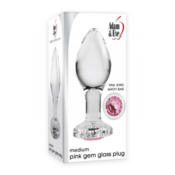 Adam & Eve Pink Gem Glass Plug Medium
