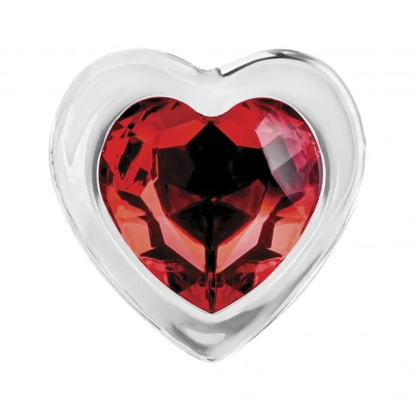 Adam & Eve Red Heart Gem Glass Plug Medium