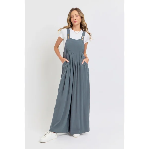 Adjustable Strap Overall Wide Leg Jumpsuit