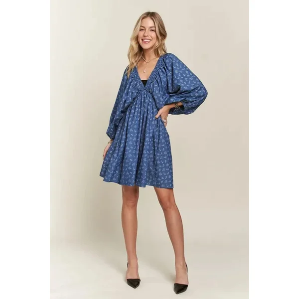 ADORA Batwing Sleeves Floral Dress