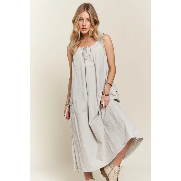 ADORA Drawstring Slit Back Cargo Dress