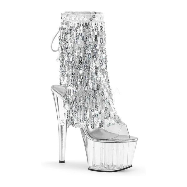ADORE-1017SQF Platform Boot | Clear Vinyl