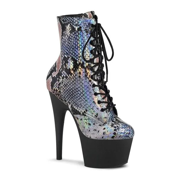 ADORE-1020SP Exotic Boot | Silver Faux Leather