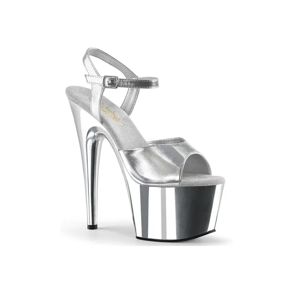 ADORE-709 Platform Sandals | Silver Faux Leather