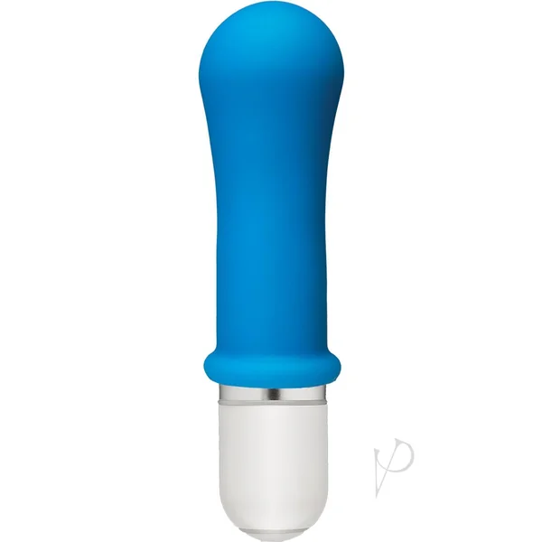 American Pop Boom 10 Function Silicone Vibrator With Sleeve Waterproof Blue 3.5 Inch
