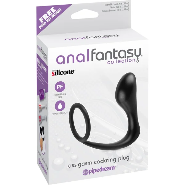 Anal Fantasy Collection Ass-Gasm Cockring Plug Black 4 Inch