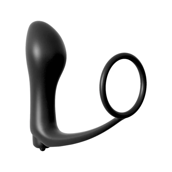 Anal Fantasy Collection Ass-Gasm Cockring Vibrating Plug Kit Silicone Waterproof Black