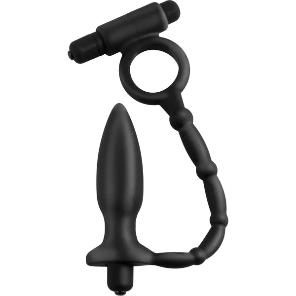 Anal Fantasy Collection Silicone Ass Kicker Plug With Cockring Waterproof Black