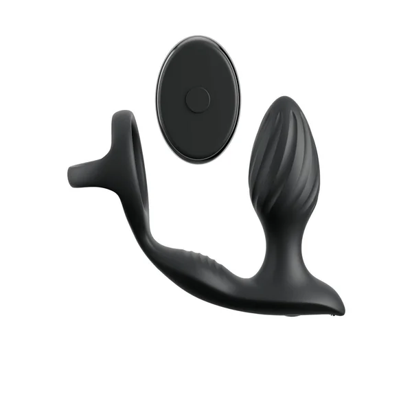 Anal Fantasy Elite Ass-Gasm Gyro-Milk Pro Cock Ring with Butt Plug and Remote Control – Black