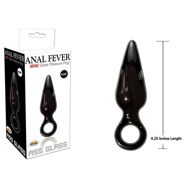 Anal Fever Mini Glass Butt Plug Black 4.25 Inch