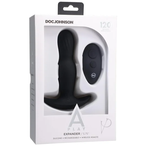 A-Play Expander Rechargeable Silicone Anal Plug with Remote Control - Black