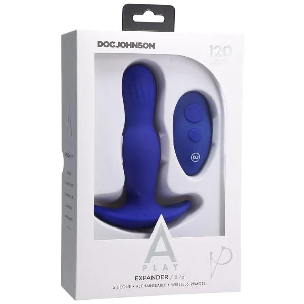 A-Play Expander Rechargeable Silicone Anal Plug with Remote Control - Blue