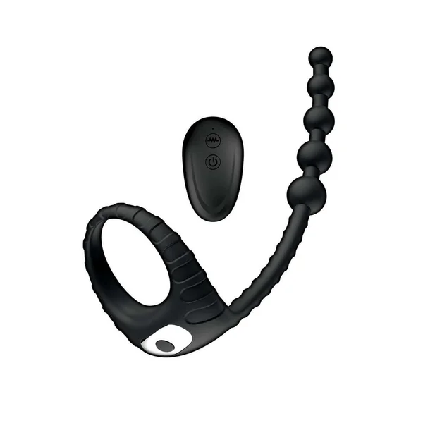 Atomic Dual Delight Rechargeable Silicone C-Ring and Anal Beads – Black