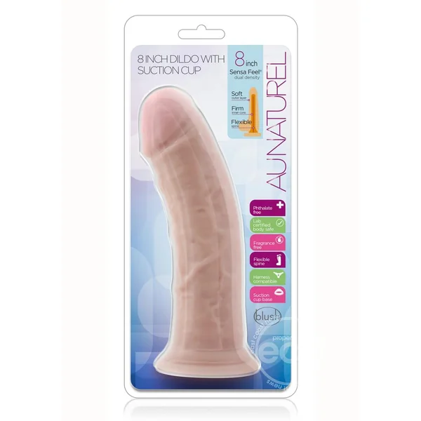 Au Naturel 8" Sensa Feel Dildo with Suction Cup
