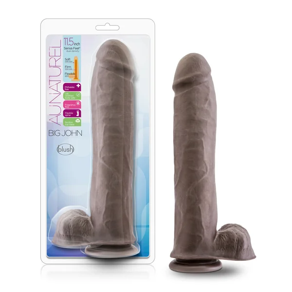 Au Naturel Big John 11.5" Sensa-Feel Dual-Density Dildo - Chocolate