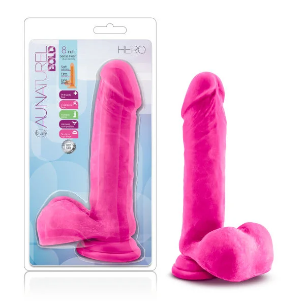 Au Naturel - Bold - Hero - 8 Inch Dildo - Pink