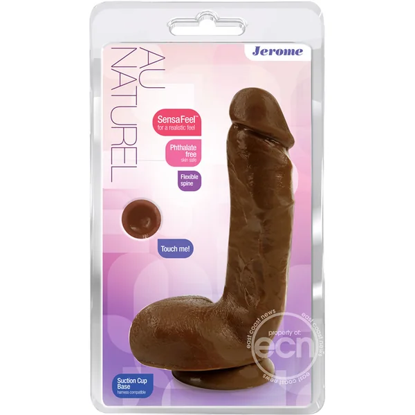 Au Naturel Jerome 8" Sensa Feel Dildo with Balls & Suction Cup - Chocolate