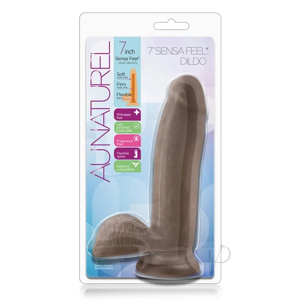 Au Naturel Sensa Feel Dildo 7in - Chocolate