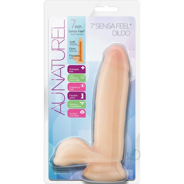 Au Naturel Sensa Feel Dildo with Balls 7in - Vanilla