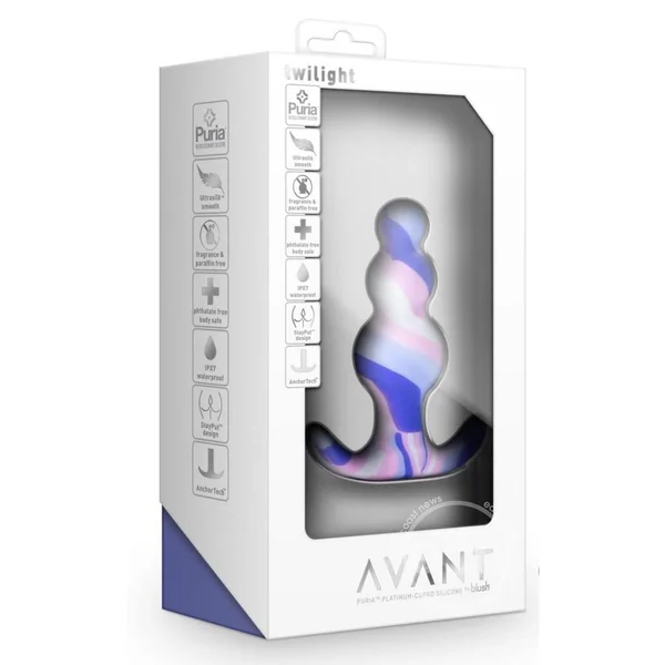 Avant Silicone - Twilight Blue Silicone Anal Plug - Blue/White