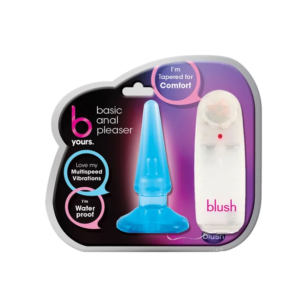 B Yours Basic Vibrating Butt Plug with Wired Remote Control - Blue